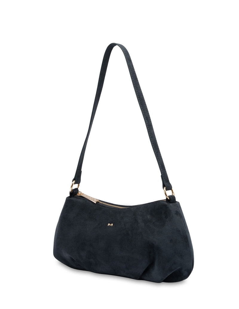 Mocha June Suede Shoulder Bag - Navy