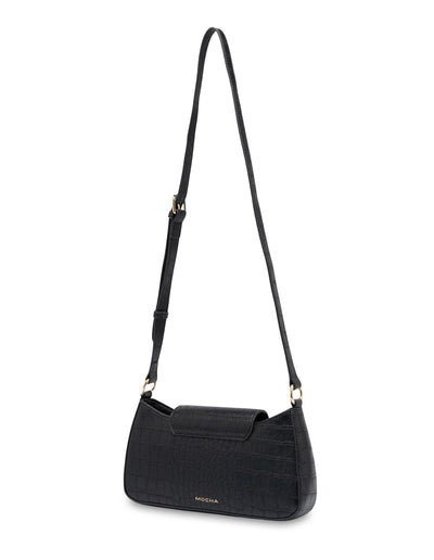 Mocha Alexis Crossbody Bag - Black Croc