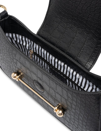 Mocha Alexis Crossbody Bag - Black Croc