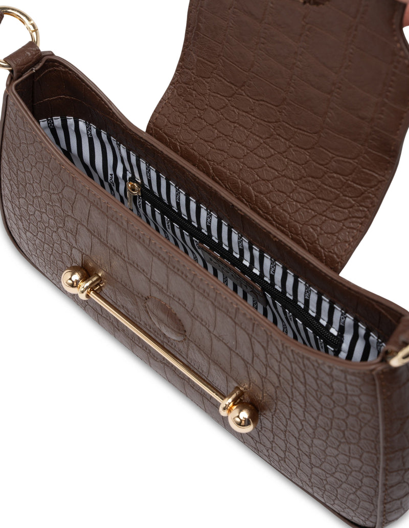Mocha Alexis Crossbody Bag - Choc Croc