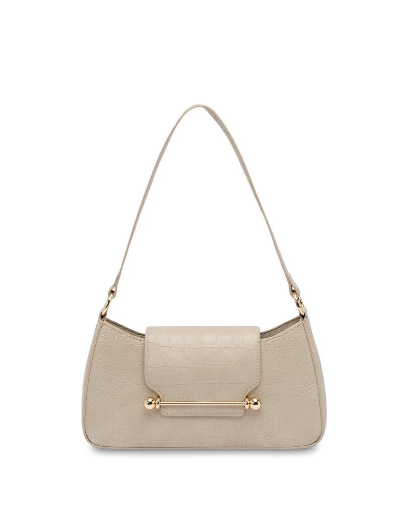 Mocha Alexis Crossbody Bag - Beige Croc
