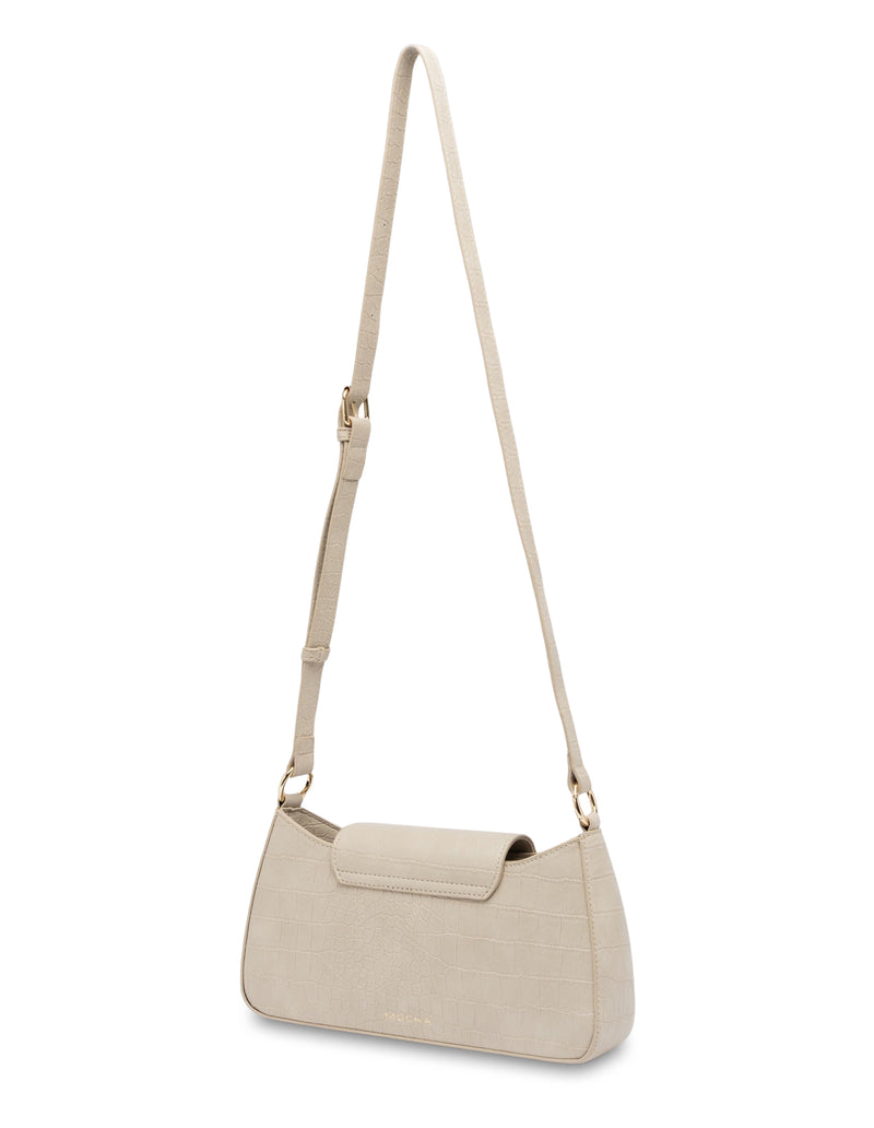 Mocha Alexis Crossbody Bag - Beige Croc