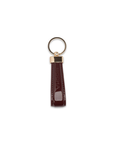 Mocha Willow Patent Key Ring - Burgundy