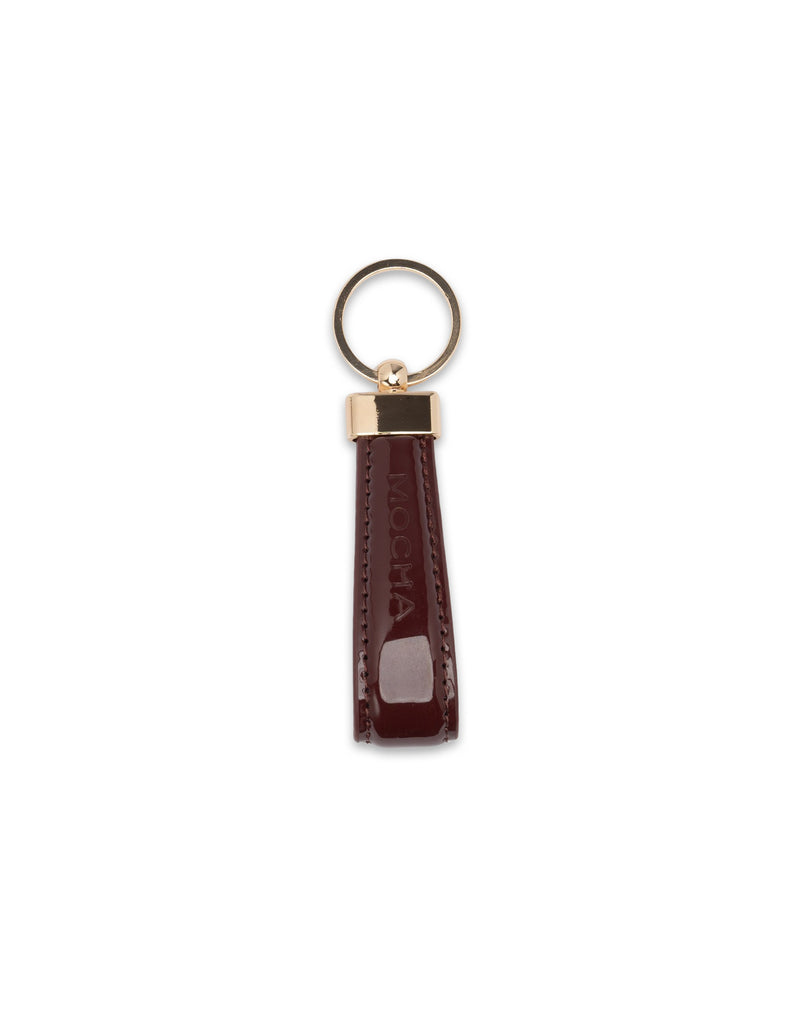 Mocha Willow Patent Key Ring - Burgundy