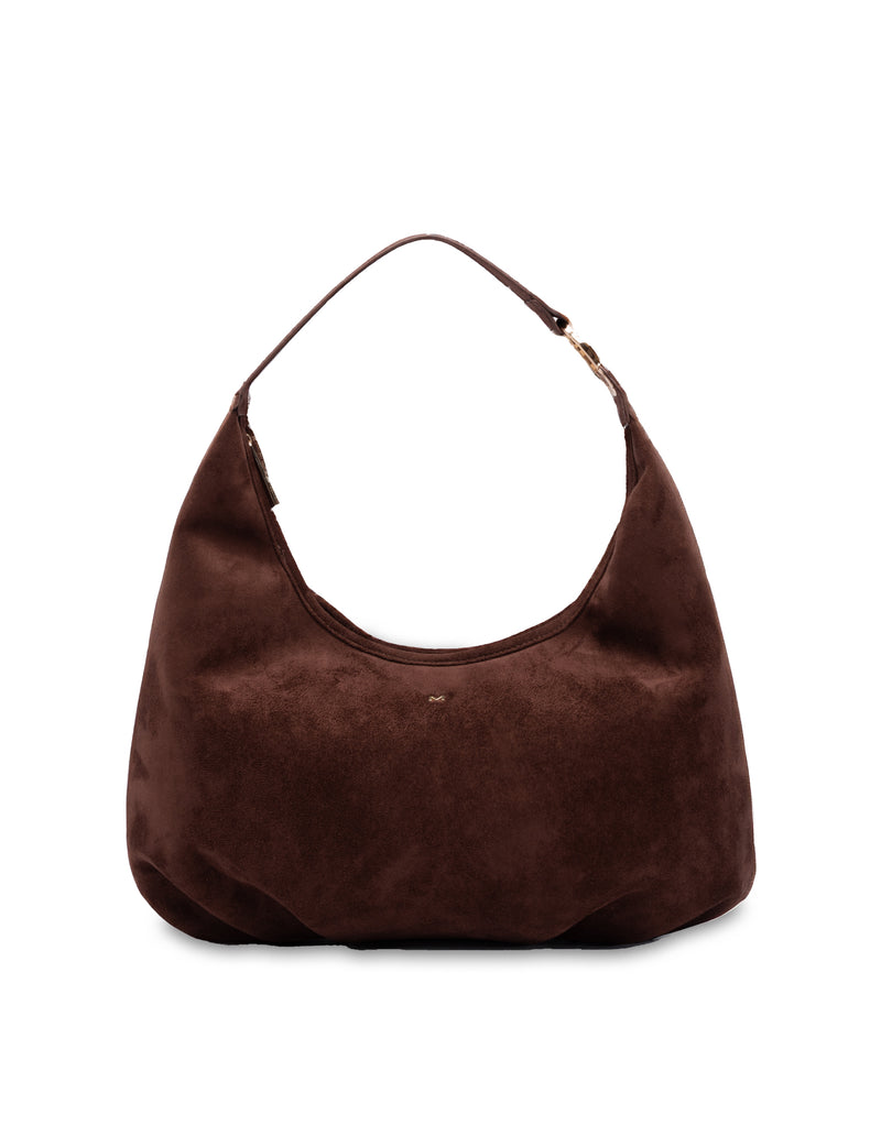 Mocha June Suede Hobo Bag - Choc