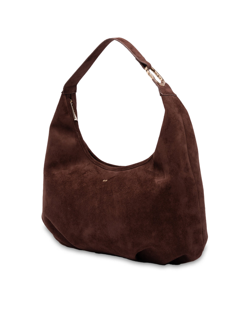 Mocha June Suede Hobo Bag - Choc