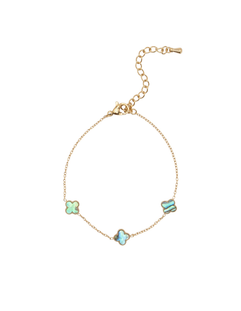 Mocha Talia Mini Mother of Pearl Bracelet - Green/Gold