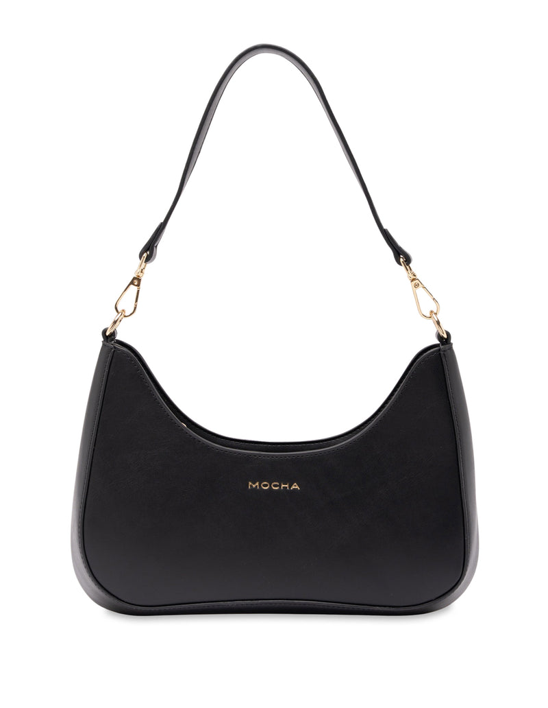 Mocha Daisy Wavy Shoulder Bag - Black