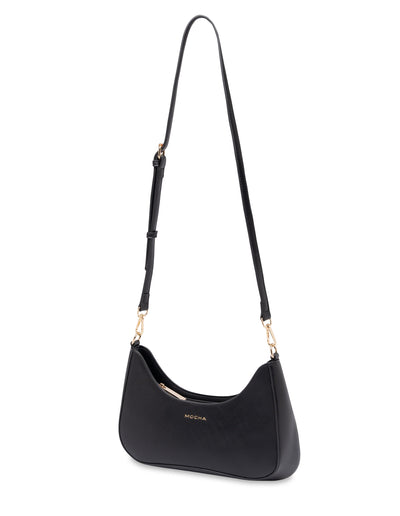 Mocha Daisy Wavy Shoulder Bag - Black