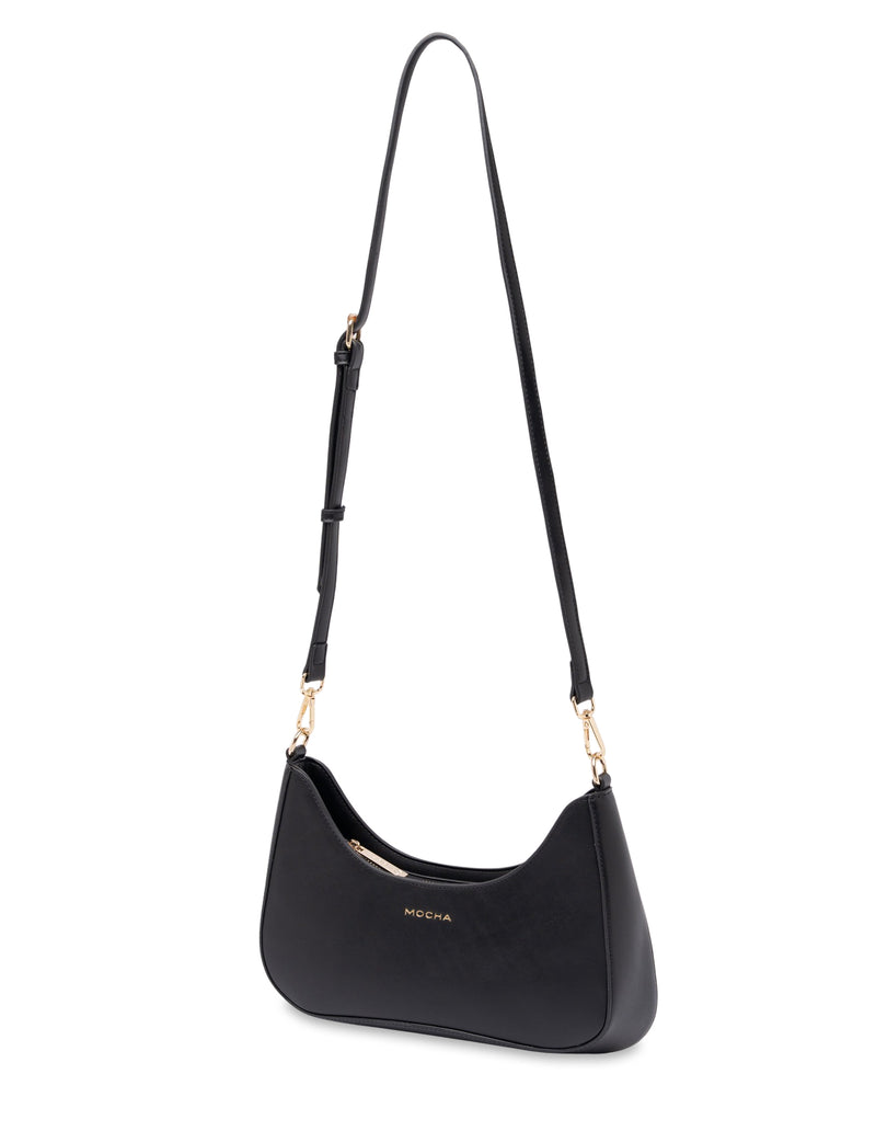 Mocha Daisy Wavy Shoulder Bag - Black