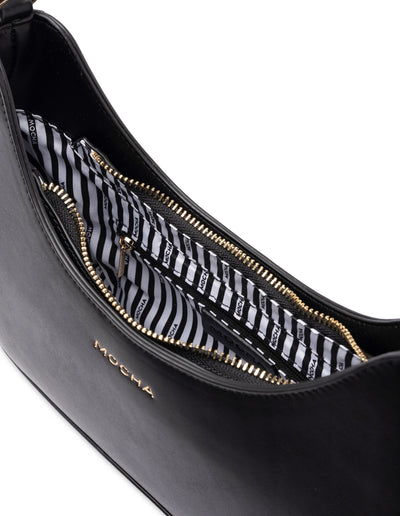 Mocha Daisy Wavy Shoulder Bag - Black