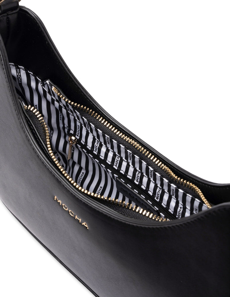 Mocha Daisy Wavy Shoulder Bag - Black