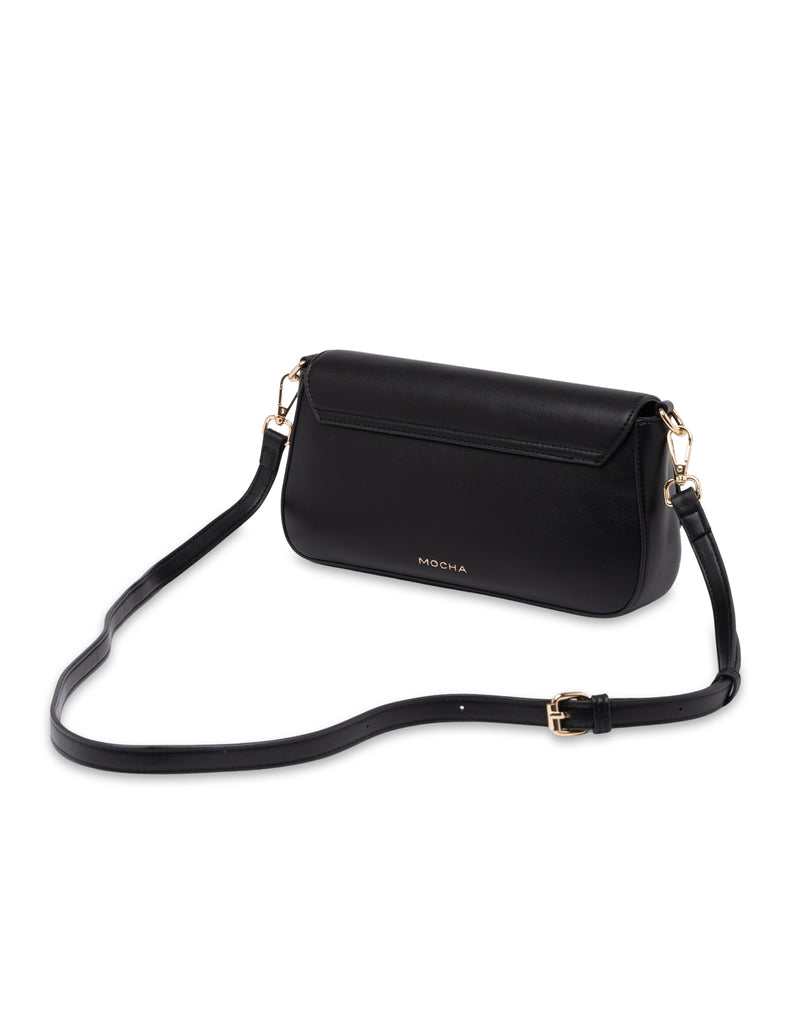 Mocha Sophie Baguette Shoulder Bag - Black