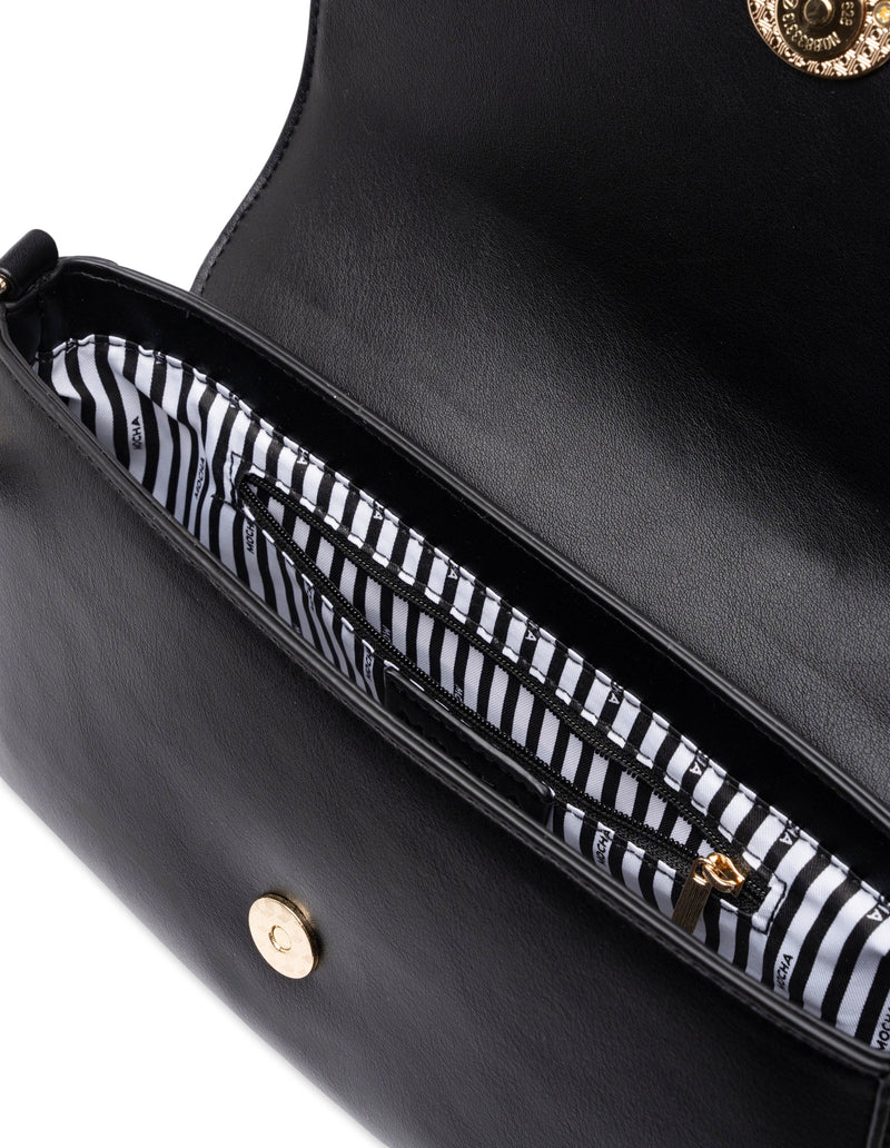 Mocha Sophie Baguette Shoulder Bag - Black