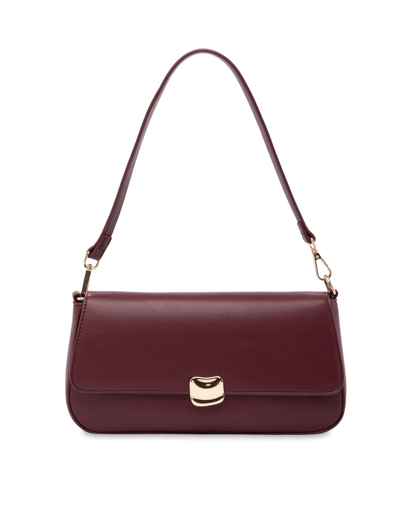 Mocha Sophie Baguette Shoulder Bag - Wine