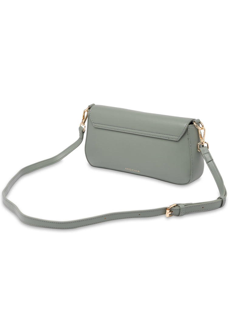 Mocha Sophie Baguette Shoulder Bag - Sage