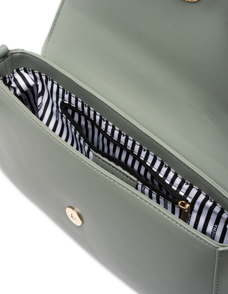 Mocha Sophie Baguette Shoulder Bag - Sage