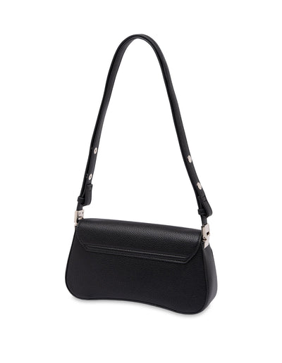 Mocha Zoe Wavy Baguette Shoulder Bag - Black