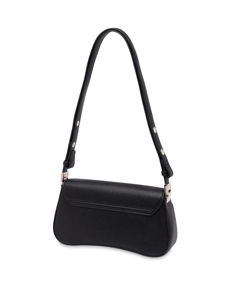 Mocha Zoe Wavy Baguette Shoulder Bag - Black