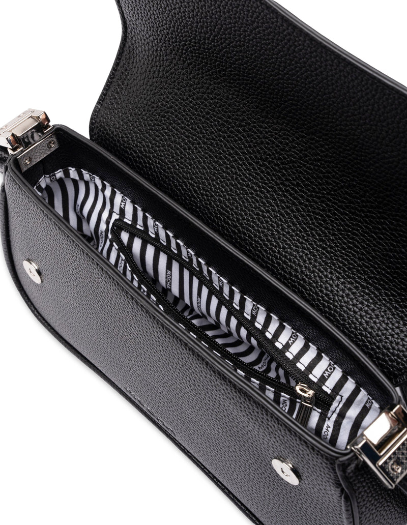 Mocha Zoe Wavy Baguette Shoulder Bag - Black