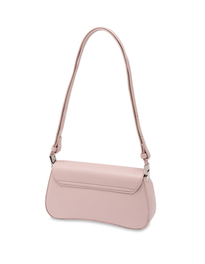 Mocha Zoe Wavy Baguette Shoulder Bag - Blush