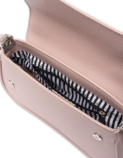 Mocha Zoe Wavy Baguette Shoulder Bag - Blush
