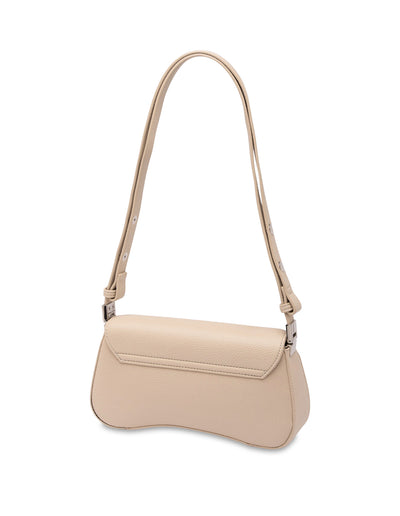 Mocha Zoe Wavy Baguette Shoulder Bag - Cream