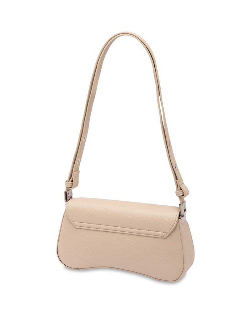 Mocha Zoe Wavy Baguette Shoulder Bag - Cream