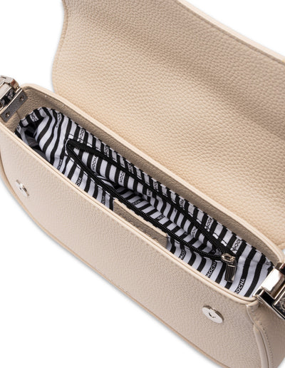Mocha Zoe Wavy Baguette Shoulder Bag - Cream