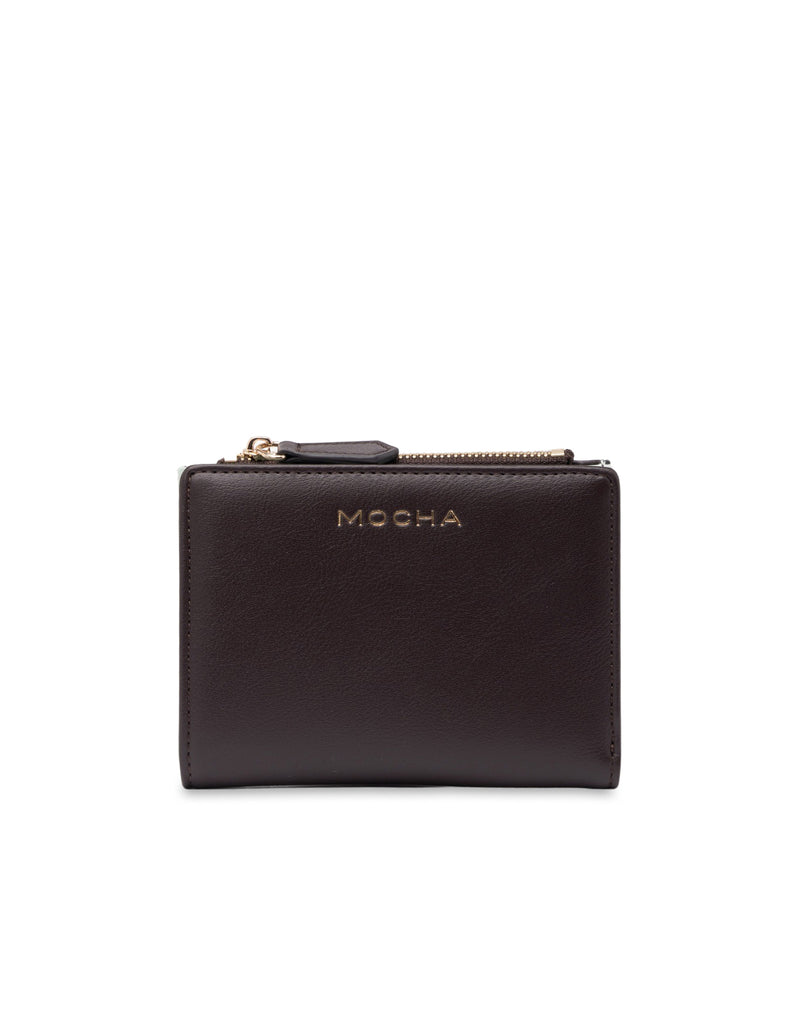 Mocha Small Classic Arya Wallet - Choc/Blue