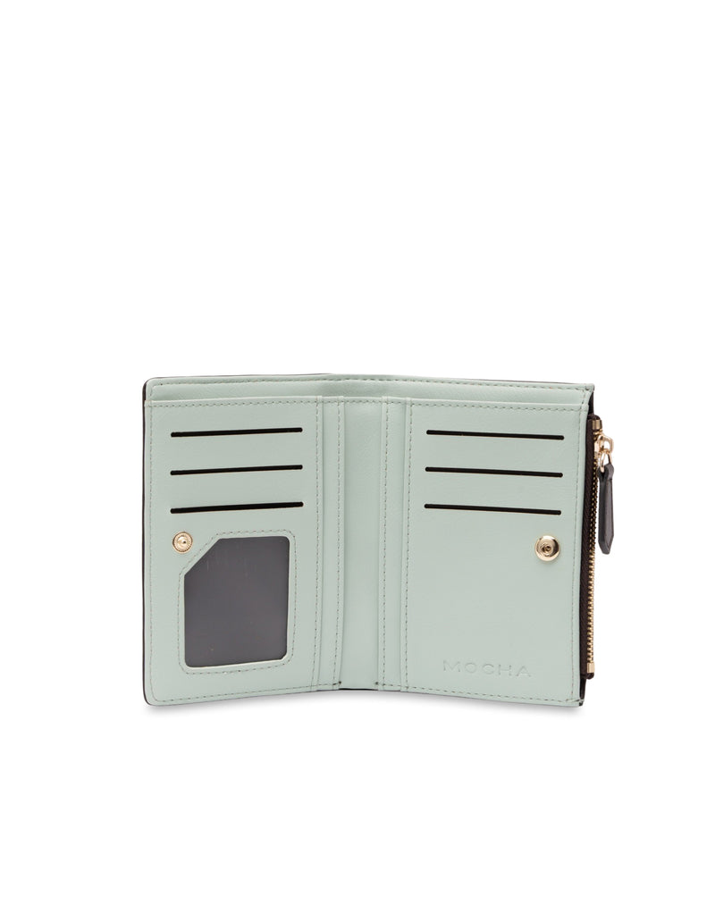 Mocha Small Classic Arya Wallet - Choc/Blue