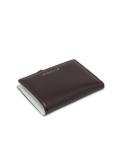 Mocha Small Classic Arya Wallet - Choc/Blue
