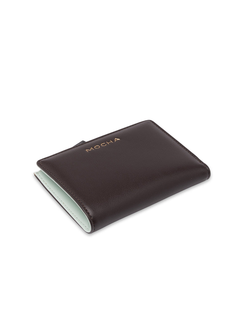 Mocha Small Classic Arya Wallet - Choc/Blue