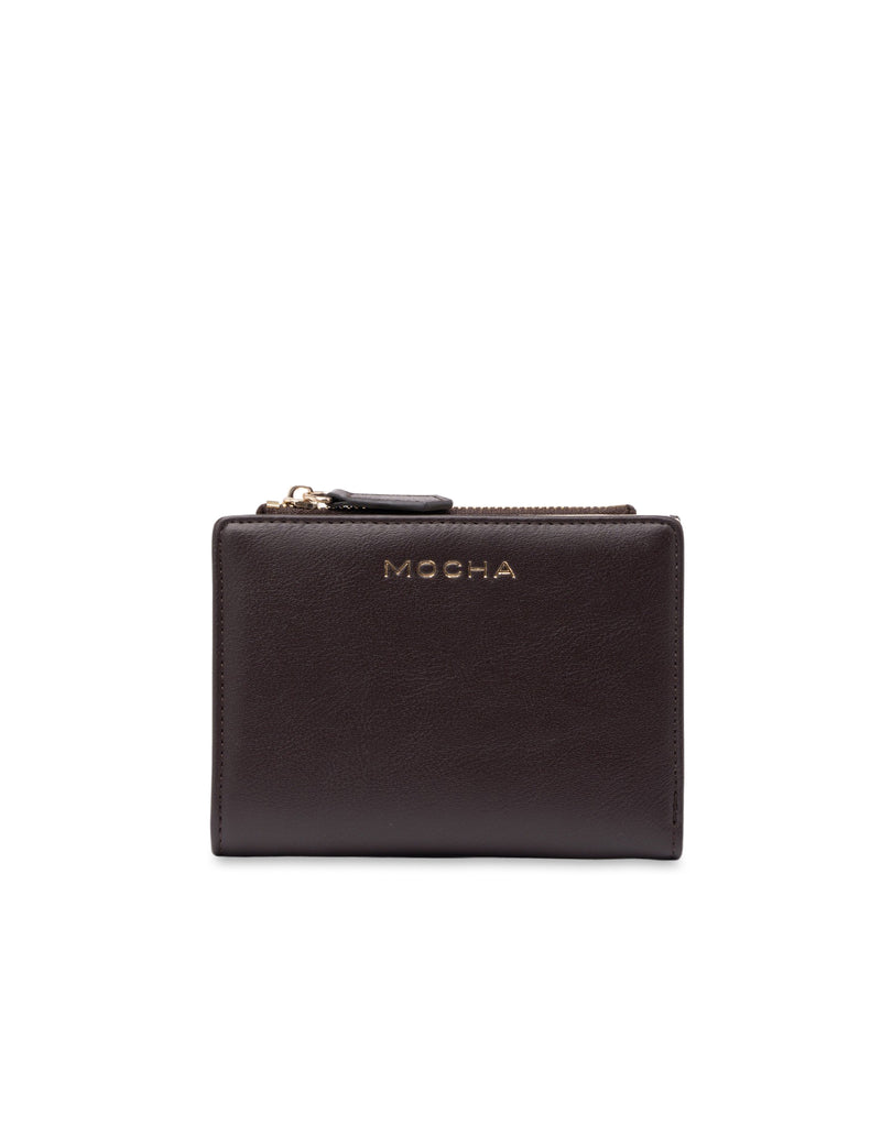 Mocha Small Classic Arya Wallet - Choc/Cream