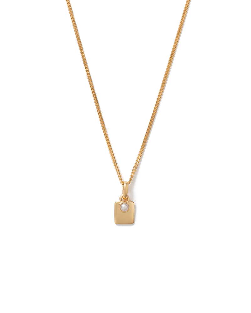 Kirstin Ash Engravable Birthstone Necklace Freshwater Pearl (June) - Gold | Mocha Australia