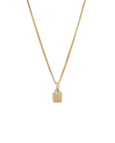 Kirstin Ash Engravable Birthstone Necklace Aquamarine (March) - Gold | Mocha Australia