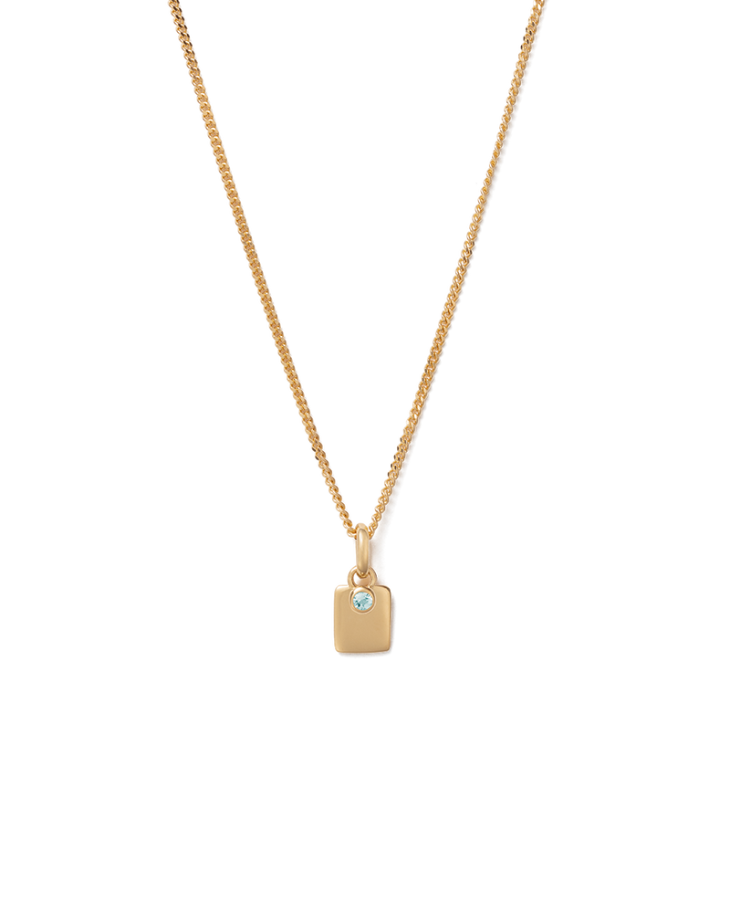 Kirstin Ash Engravable Birthstone Necklace Aquamarine (March) - Gold | Mocha Australia