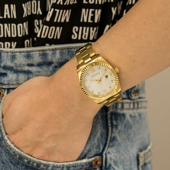 Gregio Mallory Watch Yellow Gold/White Face - Gold