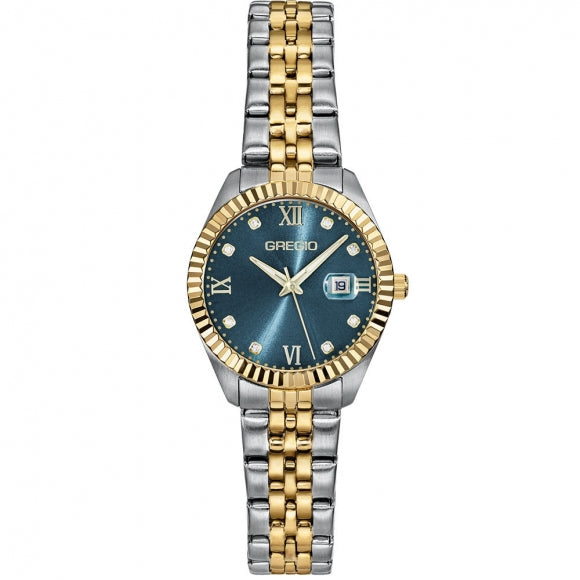 Gregio Mallory Petit Watch Two Tone/Blue Face - Silver/Gold