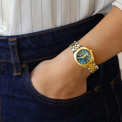 Gregio Mallory Petit Watch Two Tone/Blue Face - Silver/Gold