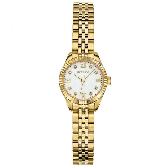 Gregio Serenite Watch White Face - Gold