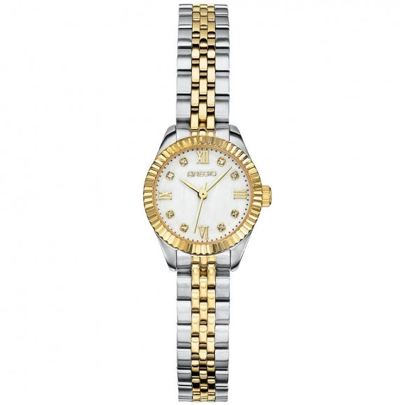 Gregio Serenite Watch Two Tone White Face - Silver/Gold