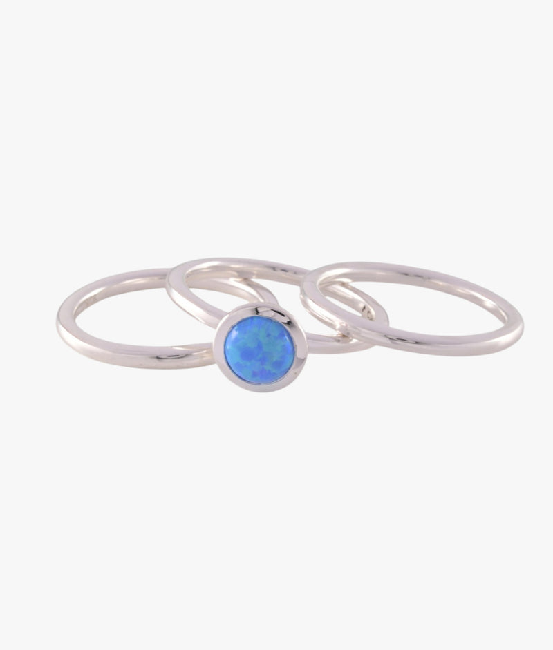 Von Treskow 3 Stack Ring w/ Blue Czelline Opal - Silver | Mocha Australia