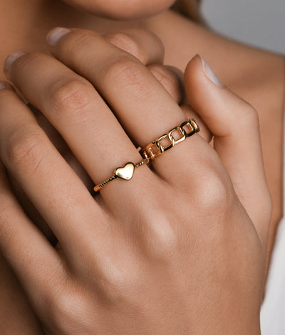 Von Treskow Twist Ring and Mini Heart - Gold | Mocha Australia