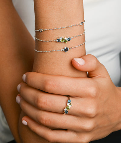 Von Treskow Fine Chain Bracelet w/ London Blue Topaz - Silver | Mocha Australia