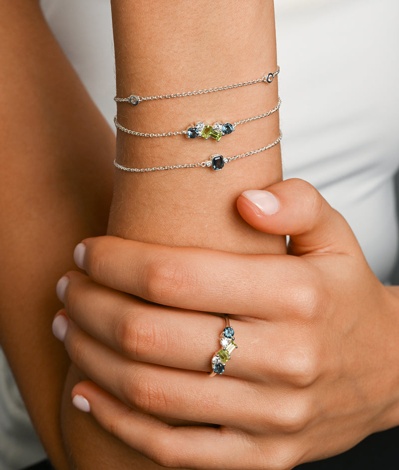 Von Treskow Fine Chain Bracelet w/ London Blue Topaz - Silver | Mocha Australia