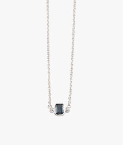 Von Treskow Fine Chain Necklace w/ London Blue Topaz - Silver | Mocha Australia