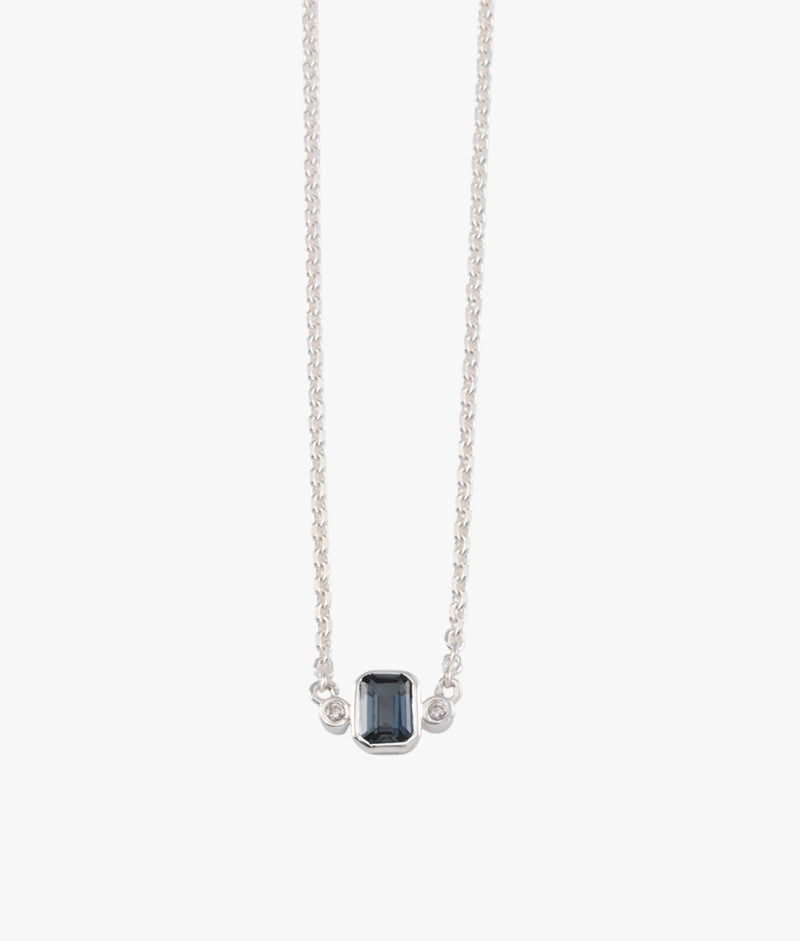 Von Treskow Fine Chain Necklace w/ London Blue Topaz - Silver | Mocha Australia