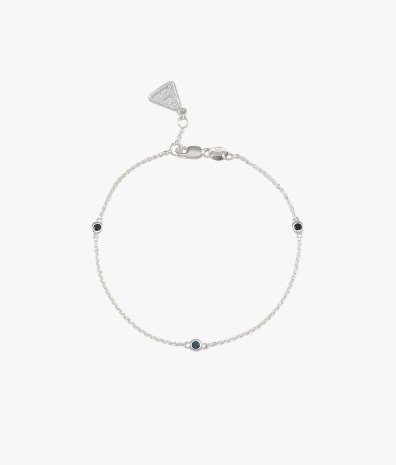 Von Treskow Fine Chain Bracelet w/ Three London Blue Topaz - Silver | Mocha Australia