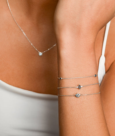 Von Treskow Fine Chain Bracelet w/ Three London Blue Topaz - Silver | Mocha Australia